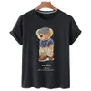 女性ブラックテディベアレタープリント夏の女の子のためのTシャツトップS-4XLショートスリーブルーズTシャツTEES CF739