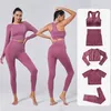 2/3/5PC Seamless Yoga Set Gym Clothing Tracksuit Long Sleeve Crop Top Sportswear High Waist Leggings Fitness Sports Suits 220326