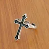 Harajuku Vintage noir grande croix bague ouverte pour les femmes bijoux de fête hommes gothique métal couleur doigt en gros
