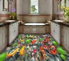 2022 3D 마루 Papel 드 Parede 벽지 물고기 연꽃 조약돌 3D 층 거실 침실 침실 욕실