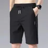 Summer MenS Sports Shorts Solid Color Straight Pattern Loose Type Elastic Waist Drawstring Casual Shorts Jogging Pants 220705