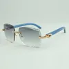 lunettes de soleil à diamants moyens 3524014 avec pieds en bois bleu naturel et verres taillés de 58 mm