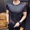 남자 티셔츠 2022 한국 소녀 프린트 티셔츠 남자 클럽 파티 homme baroque pantalon moda camiseta hombre manga corta 아이스 실크 쇼트 티