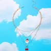 Pendant Necklaces HuaTang Fashion Santa Claus Pandent Necklace For Women Girls Fresh Fruits Cherry Layered Choker Christmas Party Jewelry 13