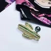 Moda Cactus Designer Sweater Casat Broches Pins para mulheres com brocas de luxo de cristal brilhantes Acessórios de joias de broche de pérolas