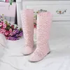 11 dostępnych kolorów koronkowe puste buty Buty oddychające z dzianiny Mesh Korean High Summer Women Knee Womens 220421