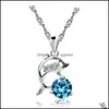 Pendant Necklaces Pendants Jewelry Fashion Necklace Colorf Zircon Dolphins For Girls Women Drop Delivery 2021 Wm5Jq