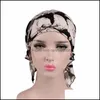 Beanie/Skl Kapaklar Şapkalar Şapkalar Eşarplar Eldivenler Moda Aksesuarları 2021 Yeni Baskı Kadın Türban Şapkası Yumuşak Elastik Çiçekler Lady Müslüman Headdress W