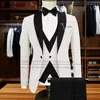 20 Color Stylish White Suits for Mens Slim Fit Groom Groomsmen Wedding Tuxedo Tailor-made Formal Business Blazer Vest Pants 3Pcs 220815
