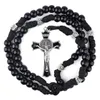 Chaînes Noir Paracord Hommes Chapelets 12mm Perles Acryliques Croix Collier Pour Soldat Catholique Robuste ChapeletChains