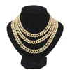 Hip Hop Bling Iced out 13mm 16-24inches Cuban Link Chain Necklace Gold Silver Jewelry for Men