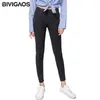 BIVIGAOS printemps automne classique Style de base sable lavage Jeans Leggings femmes élastique flocon de neige Denim crayon pantalon maigre jegging 220402