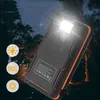 Banque d'énergie solaire 20000mah Charge rapide lumière LED chargeur de téléphone portable batterie externe étanche 3 panneaux solaires pour Charge de Camping