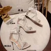 Luxury Sandals Kvinnor Skor 2022 Elegant Pekat Toe Slingback Office Mesh Skor Fashion Flat High Heels Kvinnors Flip Flops Storlek 35-41