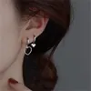 Silver Color Hoop Earring Asymmetry Heart Charm Studs örhängen för Women Girl's Charm Party Jewelry Accessories GC1190