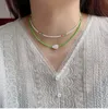 Collana a foglia Perline verdi naturali Collane girocollo Boho per regali di gioielli moda chic da donna