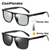 Square Retro Rivet Pochromic Sunglasses Men Polarized Women Sports Sun Glasses Day Night Vision Driving gafas de sol hombre 220407