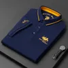 High end brand fashion embroidered cotton polo shirt men s short sleeved T shirt summer Lapel top Korean casual wear 220614