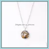 Pendant Necklaces Pendants Jewelry Natural Stone Tree Of Life Opal Tigers Eye Pink Quartz Crystal Chakra Reiki Dh6Pd