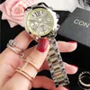 Orologi da polso Moda Donna Orologi Imitazione Cintura in lega a tre occhi Orologio da polso analogico al quarzo Vestito da donna Classico orologio d'argento Casual