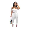 2022 Designer Womens Summer Tracksuits Sleeveless Line Fashion Sexy Two Piece Pants Set Joggings Suit
