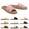 men women designer slides mules woody sandals light tan beige white black soft pink Khaki lace Lettering Fabric womens flats shoes summer slippers