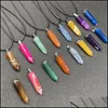 Arts And Crafts Blue Purple Pink Stripe Agate Stone Hexagon Pendant Reiki Healing Crystal Cone Point Charms Sports2010 Dhmpa