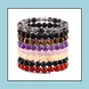 Perles Brins Bracelets Bijoux Jln Pierre Perlée Quartz Améthyste Oeil De Tigre Lapis Puissance Perles Gemmes Corde Étirée Bracelet Pour Hommes Femmes Dr