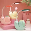 Bordslampor LED SNAIL DESK LAMP Söt student Study Reading Night Light Pen Holder Dorm Bedroom Bedside Living Room Office Eye Protect Giftta