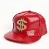 Fashion Golden dollar style mens Baseball Cap hip hop hiphop cap leather Adjustable Snapback Hats for men women