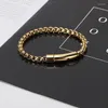 Lien chaîne métal Rolo avec presse boucle Bracelet pour hommes titane boîte ronde Simple superposition empilage bijoux mâle brassard Trum22