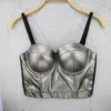 5 Kolory Kobiety Sexy Designer Summer PU Leather Black White Red Gold Silver Camisole Topy Ladies Camis Crop 220325