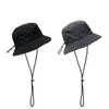 Berets Summer Bucket Hat Szybki suszony mężczyźni na świeżym powietrzu wędkarstwo piesze haty plażowe czapki siatkowe oddychające przeciw słoneczne wiatrowe lina