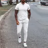 Men S Desen Summer casual simples camiseta esportivo de traje de shorts de duas peças moda de mangas curtas Fitness Jogger Tracksuit Men 220708