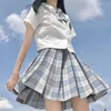 Clothing Sets School Girl Uniform Pleated Skirt Japanese A-Line Plaid Sexy JK Uniforms Harajuku College Style Mini SkirtClothing