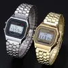 Armbanduhren Frauen Männer Unisex Uhr Stahlband Watche Luxus Business Gold Vintage Uhr Multifunktions LED Sport Digital Geschenk Männlich Reloj