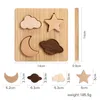 Paintings Baby Wooden Montessori Puzzle Stars And Moons Shapes Toys BPA Free Teether Intelligence Developing Games Safety Toddler GiftsPaint