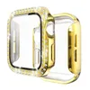 Diamond Diamond Watch Case för Apple Watch 38mm 40mm 41mm 42mm 44mm 45mm PC TPU Integrated Tempered Glass Film Full Screen Protector Cover IWatch Series 7 6 5 4