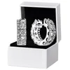 Frauen Herren Doppelband Pave Hoop Ohrringe Original Geschenkbox f￼r Pandora Authentic 925 Sterling Silver Party Circle Ohrring