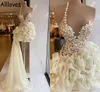 Designer 3D Handmade Flowers Cocktail Mini Dress One Shoulder Little Ivory Sequins Beaded Ball Gown For Women With Tulle Skirt Formal Party Wear Prom Dress CL0639