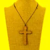 Pendant Necklaces Large Wooden Religious Orthodox Cross Necklace Men Handmade Rope Chains Jewelry Father Gifts Bijoux NC167Pendant