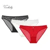 Varsbaby sexy yarn bow diamond transparent underwear low-rise briefs solid S-XXL panties 3pcs/lots 220426