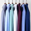 Homens de manga longa business casual camisas não-ferro em forma de fit cor sólida botão de cor sólida colarinho de bambu fibra elástica camisa 220324