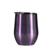 12oz rainbow glitter wine tumbler stainless steel wine tumblers mixed colors stemless glasses double wall vacuum insulated egg shaped cup 0620