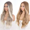 Synthetische pruiken LUPU lang golvend ombre bruin blond middelste deel haar pruik cosplay party lolita natuurlijk hittebestendig voor vrouwen