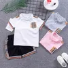 kids meisjes jongens plaid trainingspak merk mode 2 stks outfits set polo t-shirt en korte broek trainingspakken kinderen Ontwerpers Kleding 80 cm-120 cm