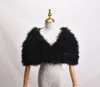 Véritable plume d'autruche fourrure châle enveloppe Cape mariée accessoires de fête de mariage noir