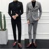 Men's Suits & Blazers Men Double Breasted Two Piece Suit Coat Set Slim Fashion N 220823