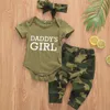 Baby flickor pojkar kläder set kamouflage kort hylsa brev tryckta bodysuit toppar småbarn baby kläder sommar 220608