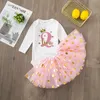 Robes de fille deux mignon bébé fille 2e anniversaire rose Tutu gâteau tenues infantile filles baptême robe de soirée vêtements sans paillettesfille